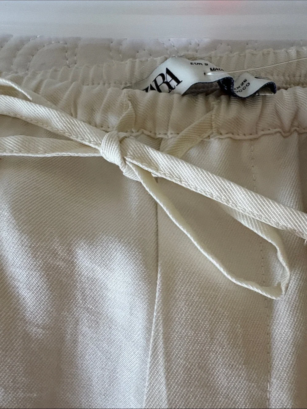 Zara Cream Drawstring Linen-Blend Women’s Chinos